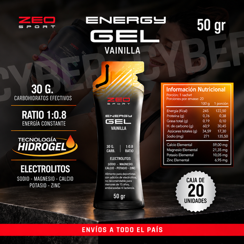 20 Energy gel Vainilla .Tecnología Hidrogel.